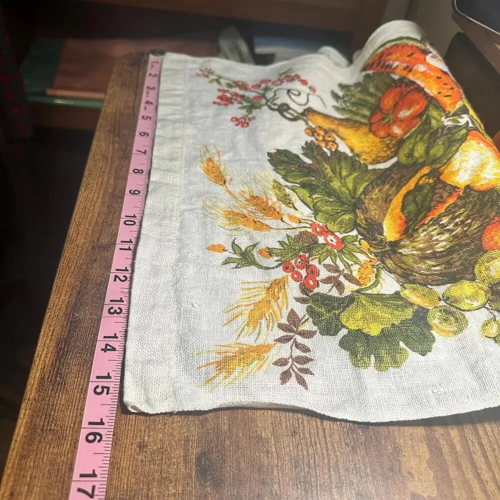 Vintage Pure Linen‎ Cloth Calendar Year 1984 Tea Towel Birthday Fall Harvest